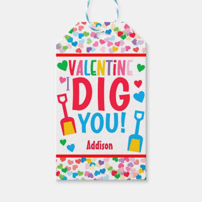 Jag Gräver dig Shovel Valentine School Gift Classi Presentetikett (Framsidan)