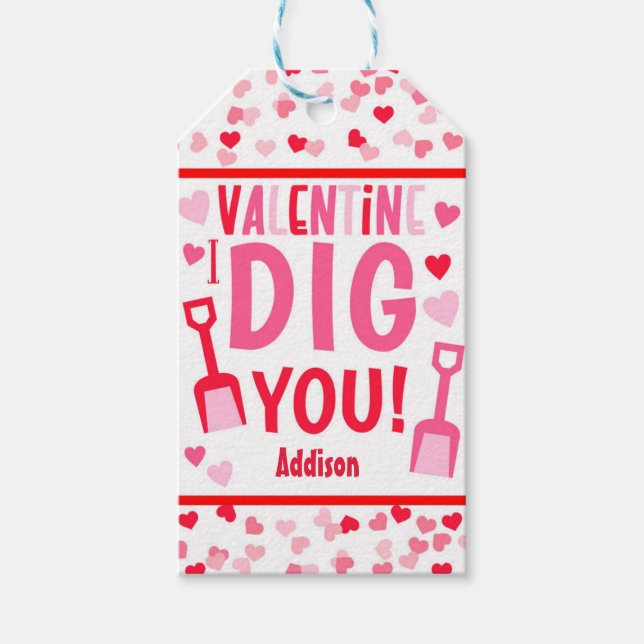 Jag Gräver dig Shovel Valentine School Gift Classi Presentetikett (Framsidan)