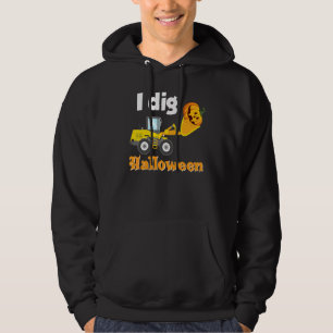 Jag gräver Halloween Grävmaskin Pumpa Traktor Last Hoodie