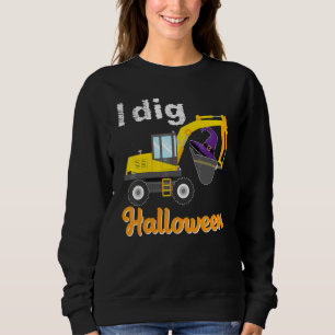 Jag gräver Halloween Grävmaskin Pumpa Traktor Last T Shirt