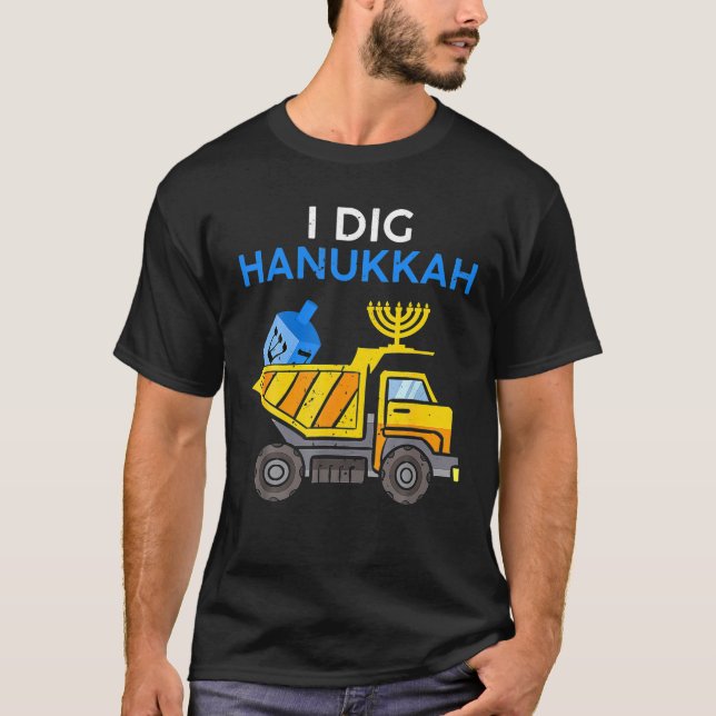 Jag Gräver Hanukkah Bulldozer Construction Småbarn T Shirt (Framsida)