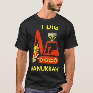 Jag Gräver Hanukkah Crane Construction Kids Chanuk T Shirt