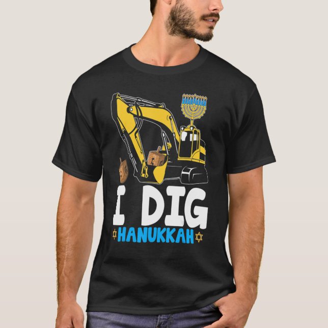 Jag Gräver Hanukkah Excavator Construction Kids Bo T Shirt (Framsida)