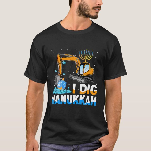 Jag Gräver Hanukkah Excavator Construction Småbarn T Shirt (Framsida)