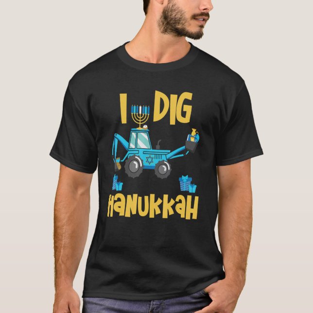 Jag Gräver Hanukkah Sufganiyot Matzah Bollar Excav T Shirt (Framsida)