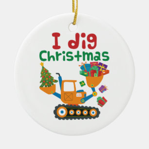 Jag Gräver Jul Julafton Helgdag Excavator Julgransprydnad Keramik