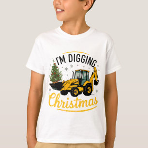 Jag gräver jul Söt Grävmaskin Träd Barn T Shirt