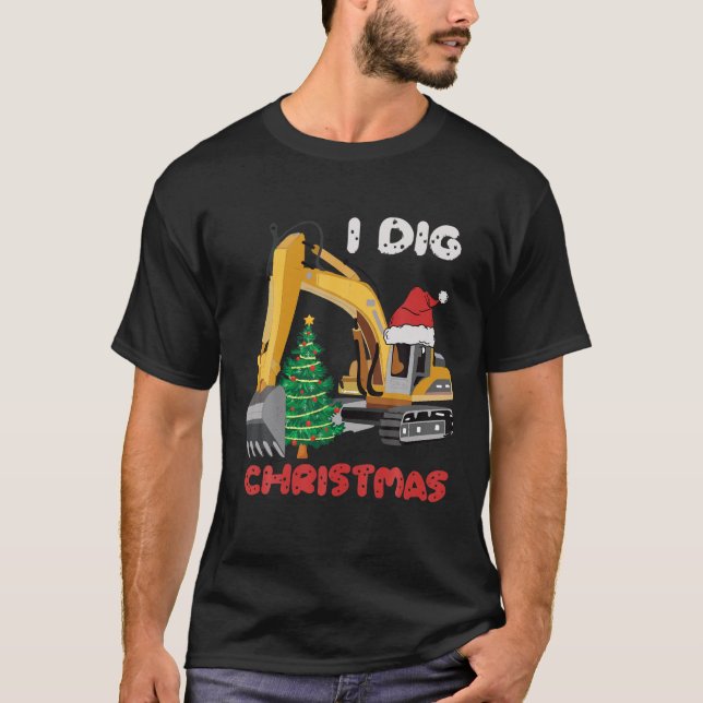 Jag Gräver julbackhotorn med jultre T Shirt (Framsida)