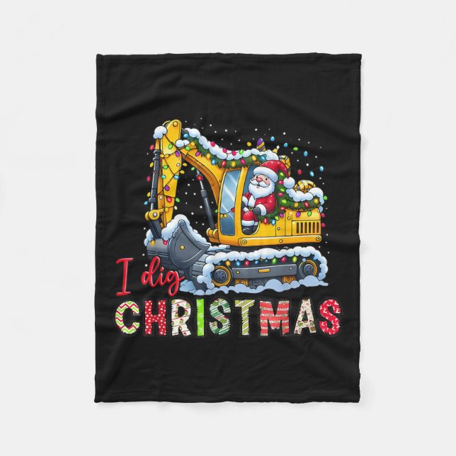 Jag Gräver julklapp Ss Cute Ss Loader Santa's Fleecefilt (Framsidan)