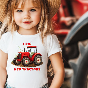 Jag GRÄVER RED TRACTORS-Tecknaden T Shirt