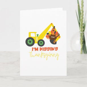 Jag gräver Thanksgiving Kalkon Traktor Söt Barn Kort