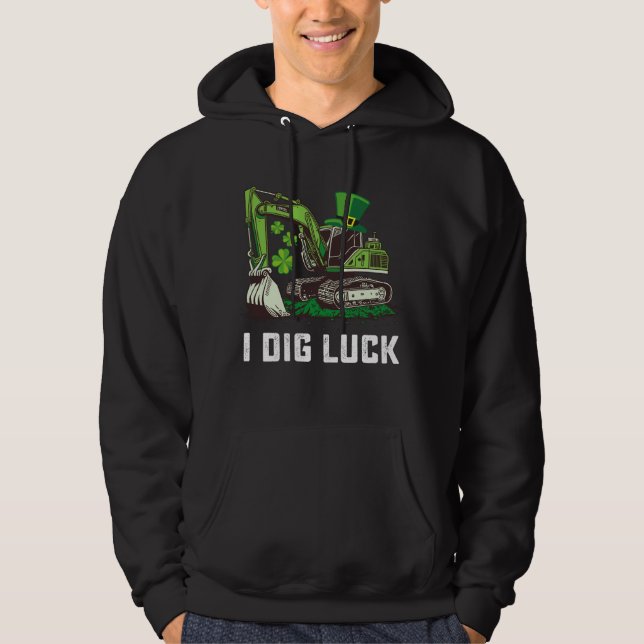 Jag Gräver Tur Excavator St patrick's day Irish Hoodie (Framsida)