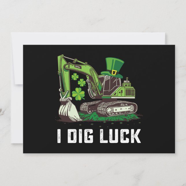 Jag Gräver Tur Excavator St patrick's day Irish Inbjudningar (Framsida)