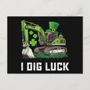 Jag Gräver Tur Excavator St patrick's day Irish Vykort
