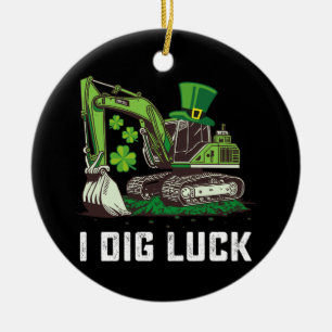 Jag gräver tur grävmaskin St Patrick's Day irländs Julgransprydnad Keramik