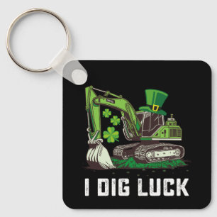 Jag gräver tur grävmaskin St Patrick's Day irländs Nyckelring