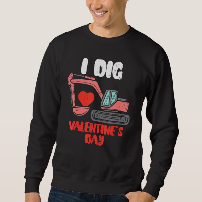 Jag Gräver Valentines day Excavator Småbarn Boys K Lång Ärmad Tröja (Framsida)
