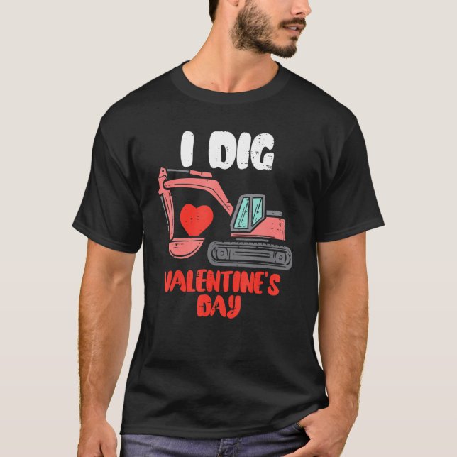 Jag Gräver Valentines day Excavator Småbarn Boys K T Shirt (Framsida)