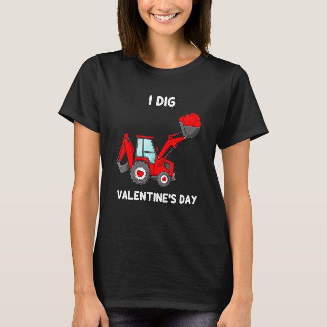 Jag Gräver Valentines day Hearts Tractor Funny Små T Shirt (Framsida)