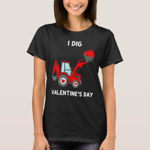 Jag Gräver Valentines day Hearts Tractor Funny Små T Shirt