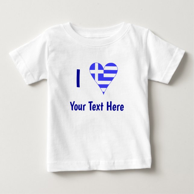Jag (grekisk hjärtflagga) din text t shirt (Framsida)