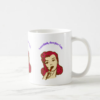 Jag grubblar, alltså är jag – Retro Pop Flicka Ill Kaffemugg