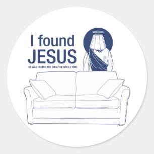 Jag grundar jesus som han var bak soffan den hela runt klistermärke