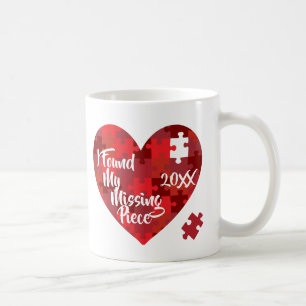 Jag grundar mitt saknade biet - pusselhjärta kaffemugg