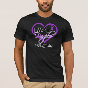 Jag ha på sig det purpurfärgade hjärtabandet - t-shirt