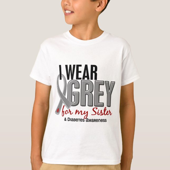 Jag ha på sig grå färg för min sockersjuka för tee shirt (Framsida)