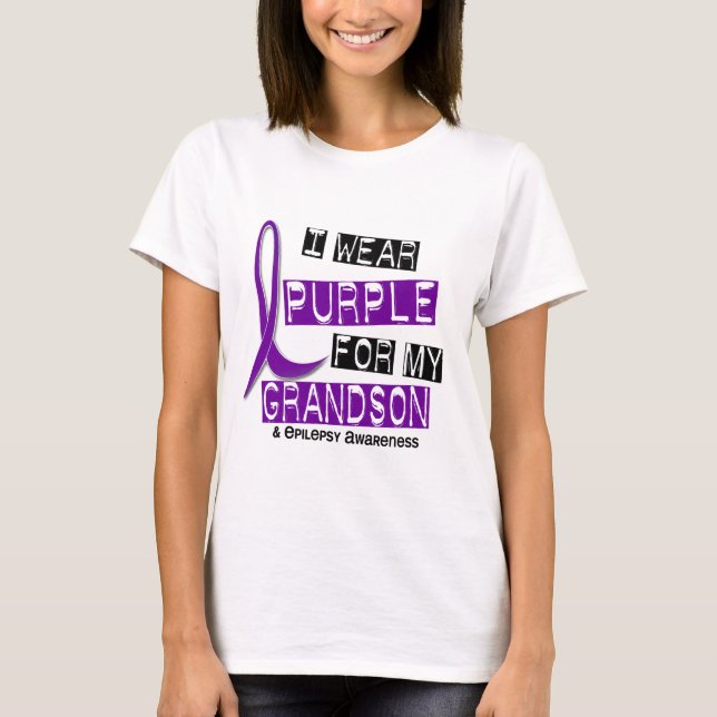 Jag ha på sig lilor för min epilepsi för sonson 37 t-shirt (Framsida)