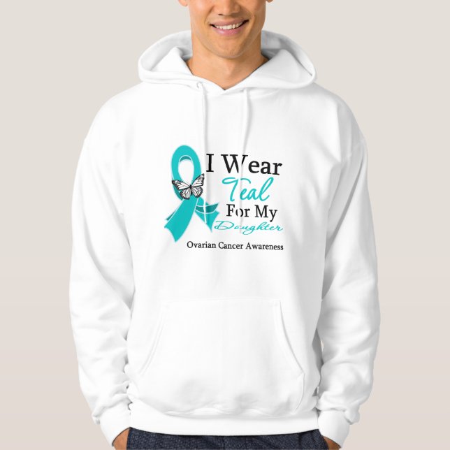 Jag ha på sig Ovarian cancer för krickabanddottern Sweatshirt Med Luva (Framsida)