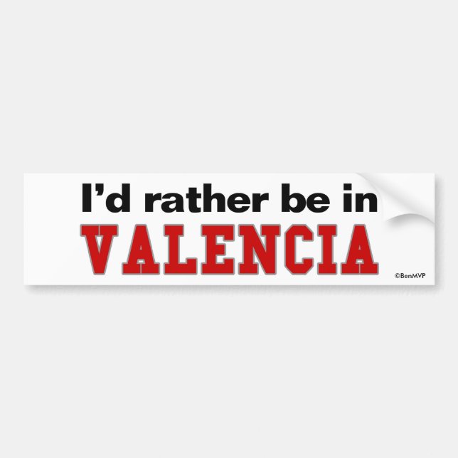 Jag hade hellre varit i Valencia Bildekal (Framsidan)
