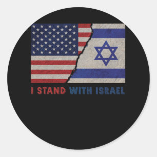 Jag håller med Israel Patriotic USA och Israel Fl Runt Klistermärke