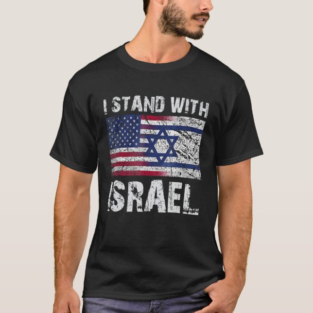 Jag håller med Israel - ropa för Israel - USA och  T Shirt (Framsida)