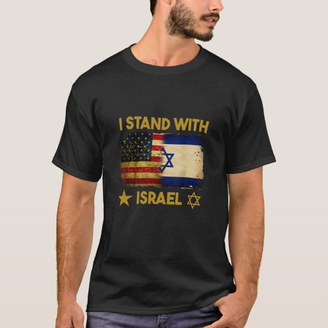 Jag håller med Israel Shirt jag står med Israel Am T Shirt (Framsida)