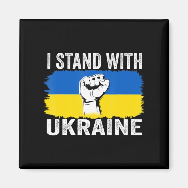Jag håller med Ukraina om Ukrainas stöd för Flagga Magnet (Framsidan)