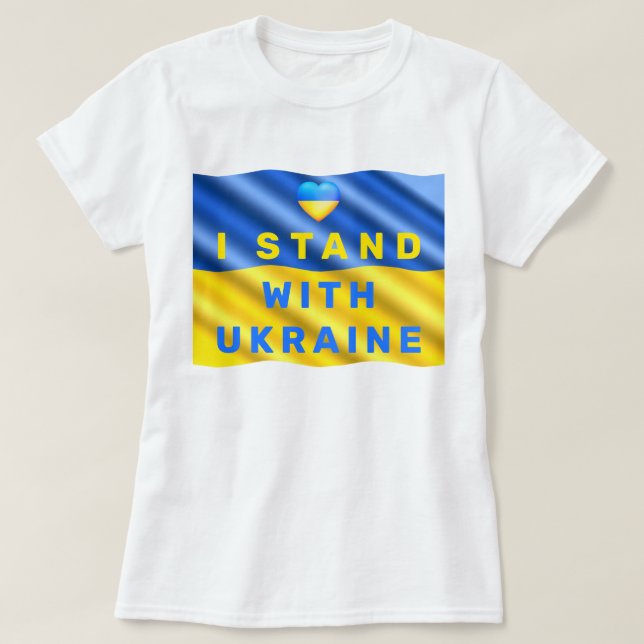 Jag håller med Ukraina T-Shirt Ukrainas Flagga (Design framsida)