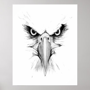 Jag håller ögonen på dig. Örn Huvudansikte Tatover Poster