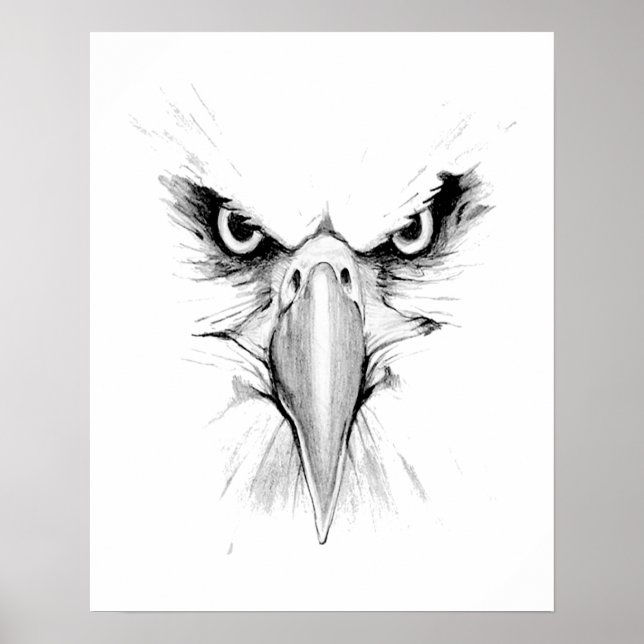 Jag håller ögonen på dig. Örn Huvudansikte Tatover Poster (Framsidan)