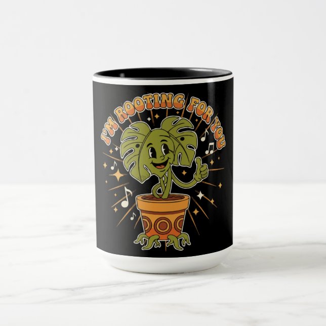 "Jag håller tummarna för dig" Retroserie Monstera- Mugg (Center)