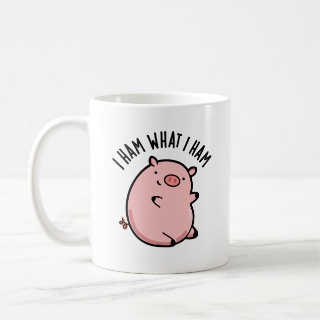 Jag Ham What I Ham Funny Gris Pun Kaffemugg (Vänster)