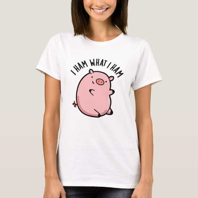 Jag Ham What I Ham Funny Gris Pun T Shirt (Framsida)