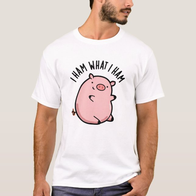 Jag Ham What I Ham Funny Gris Pun T Shirt (Framsida)