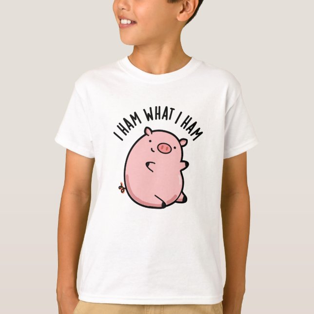 Jag Ham What I Ham Funny Gris Pun T Shirt (Framsida)