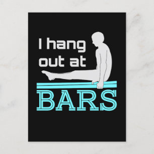 Jag hänger på bars herr gymnastik pojke gymnast vykort