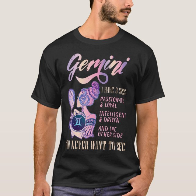 Jag har 3 Sides Gemini Zodiac-tecken T Shirt (Framsida)