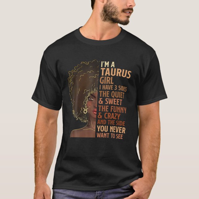 Jag har 3 sidor av Taurus Girl Zodiac Astrology St T Shirt (Framsida)