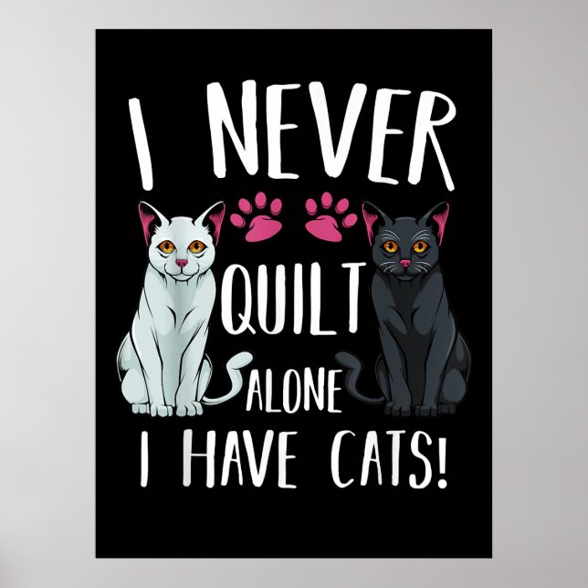 Jag har aldrig druckit Ensam med katter Quilter Qu Poster (Framsidan)