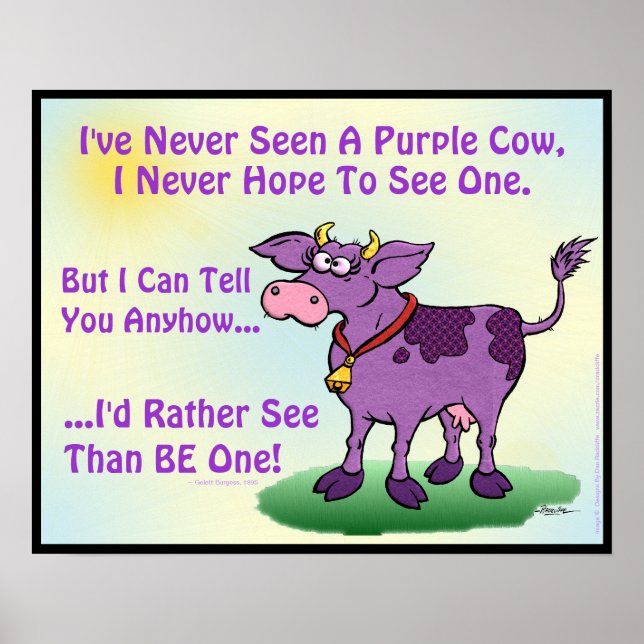 Jag har aldrig sett en Lila Cow Poster (Framsidan)
